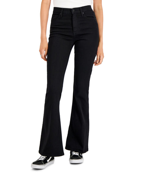 Juniors' Basic High Rise Black Flare Jeans